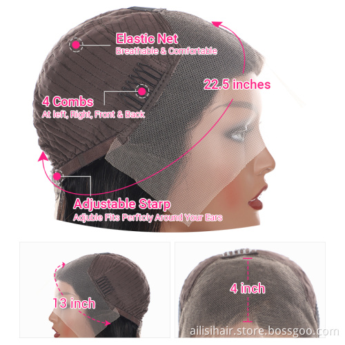 High Quality 180% 250% Best Vendor Swiss Lace Transparent Brazilian Wigs Human Hair For Black Women HD Full Lace Frontal Wig